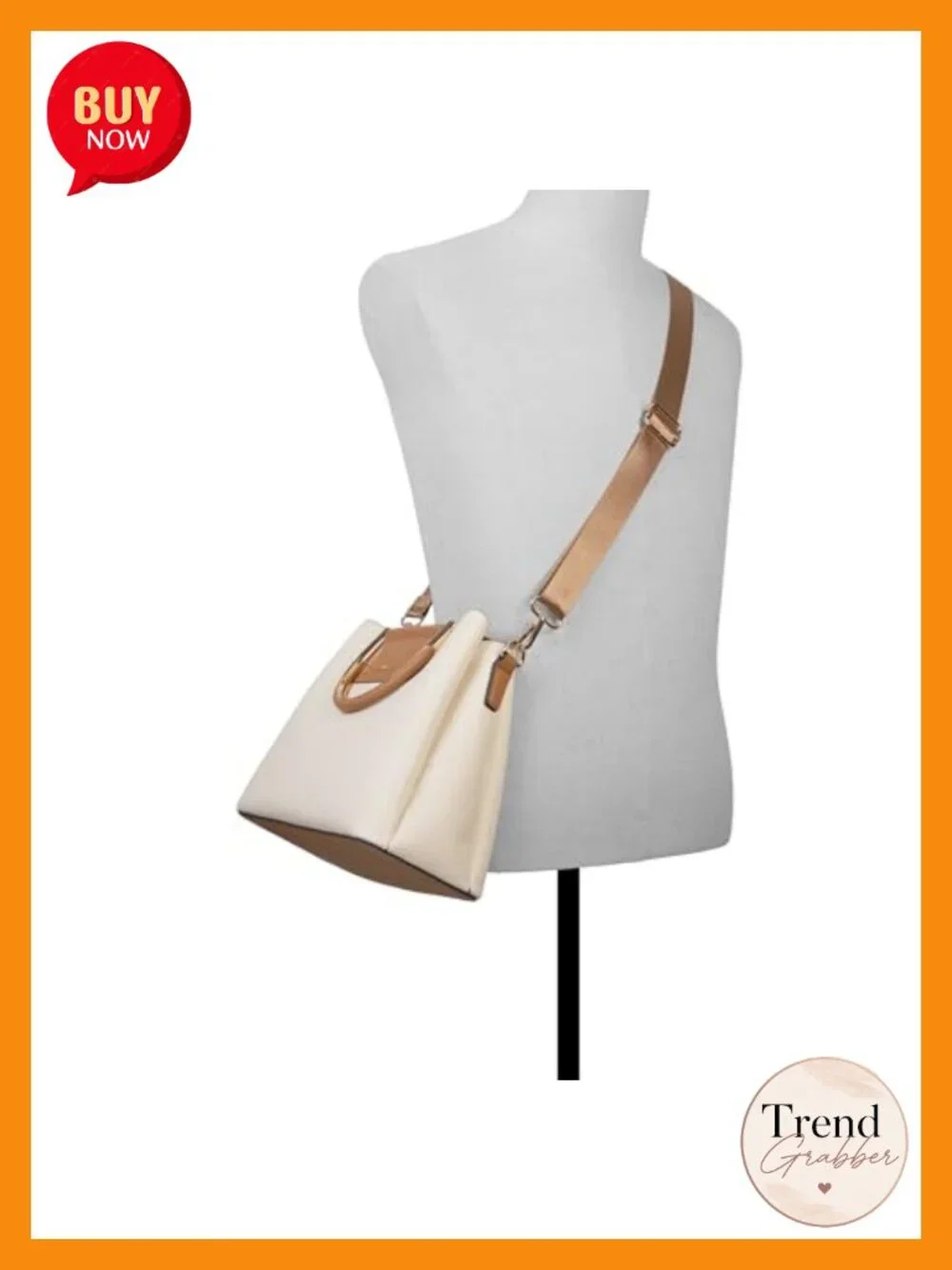 Synthetic Satchel Handbag with 3 Compartments Adjustable Strap